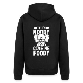 Papillon Funny If In Moody Give Me Foody - Unisex Premium Organic Zip Hoodie - black - Back - Nico (187cm)