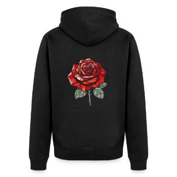 Rote Rose Goth Cool - Unisex Premium Bio Zip Hoodie - Schwarz - Hinten - Nico (187cm)