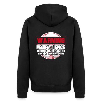 Sports Warning Design Funny Baseball Coaching Game - Unisex Premium Bio Zip Hoodie - Schwarz - Hinten - Nico (187cm)