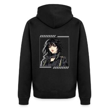 Gothic Anime Girl Dark Emo Pop Art Anime Grunge Ae - Unisex Premium Bio Zip Hoodie - Schwarz - Hinten - Nico (187cm)