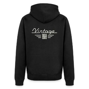 Vintage 1960 Année de naissance Anniversaire minimaliste - Veste à capuche bio Premium Unisexe - noir - Dos - Nico (187cm)