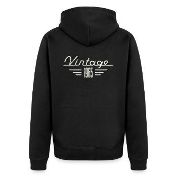 Vintage 1965 Birth Year Minimalist Birthday - Unisex Premium Organic Zip Hoodie - black - Back - Nico (187cm)