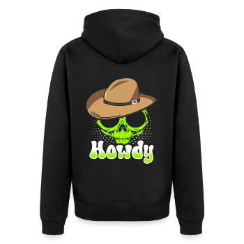 Howdy Alien Cowboy Space UFO Funny Western Rodeo - Unisex Premium Bio Zip Hoodie - Schwarz - Hinten - Nico (187cm)