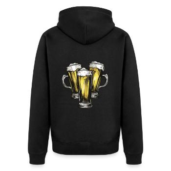 Beer Booze Drinking - Unisex Premium Organic Zip Hoodie - black - Back - Nico (187cm)
