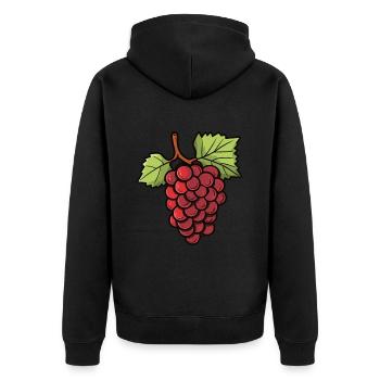Weintrauben Symbol - Unisex Premium Bio Zip Hoodie - Schwarz - Hinten - Nico (187cm)