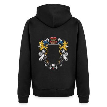 Wappen Symbol - Unisex Premium Bio Zip Hoodie - Schwarz - Hinten - Nico (187cm)