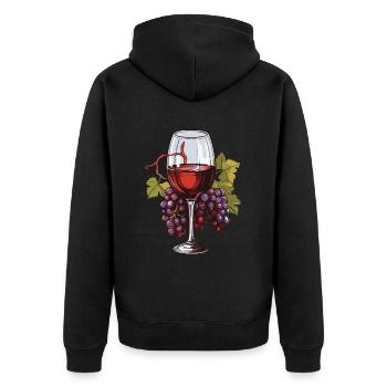 Wine Glass Grapes Wine - Unisex Premium Organic Zip Hoodie - black - Back - Nico (187cm)