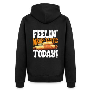 Lumpia Feelin' Wrap-tastic Today! - Unisex Premium Bio Zip Hoodie - Schwarz - Hinten - Nico (187cm)