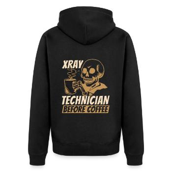 Xray Technician Before Radiographer Coffee Lover - Unisex Premium Bio Zip Hoodie - Schwarz - Hinten - Nico (187cm)