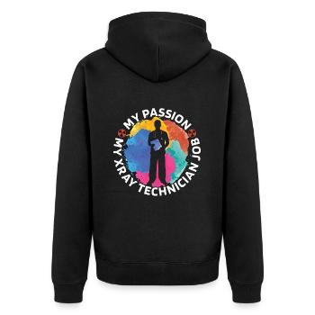 Xray Technician My Passion My Xray Radiographer - Unisex Premium Bio Zip Hoodie - Schwarz - Hinten - Nico (187cm)