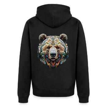 Portrait d'un ours en mosaïque colorée - Veste à capuche bio Premium Unisexe - noir - Dos - Nico (187cm)