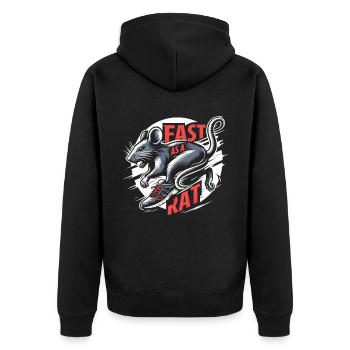 Swift Rat: Running Champion - Unisex Premium Organic Zip Hoodie - black - Back - Nico (187cm)