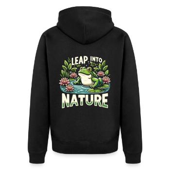Frog at the lake - Unisex Premium Organic Zip Hoodie - black - Back - Nico (187cm)