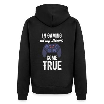 Dans le jeu, tous mes rêves deviennent réalité plus amusant - Veste à capuche bio Premium Unisexe - noir - Dos - Nico (187cm)
