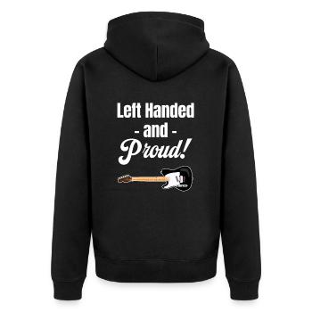 Left-handed and proud! Guitarist, Bassist, - Unisex Premium Organic Zip Hoodie - black - Back - Nico (187cm)