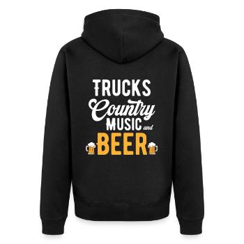 Trucks Country Musik Und Bier Klassisches - Unisex Premium Bio Zip Hoodie - Schwarz - Hinten - Nico (187cm)