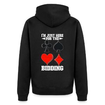 Binocular Pinochle - Unisex Premium Organic Zip Hoodie - black - Back - Nico (187cm)