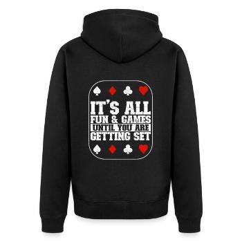 Binocular Pinochle - Unisex Premium Organic Zip Hoodie - black - Back - Nico (187cm)
