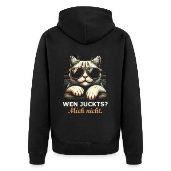 Fun Spruch - Unisex Premium Bio Zip Hoodie - Schwarz - Hinten - Nico (187cm)