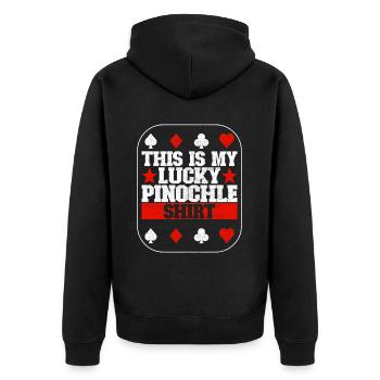 Binocular Pinochle - Unisex Premium Organic Zip Hoodie - black - Back - Nico (187cm)