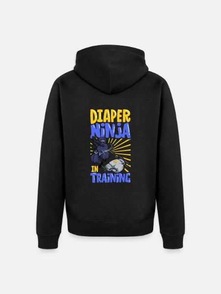 Windel Ninja - Windelwechseln - Unisex Premium Bio Zip Hoodie - Schwarz
