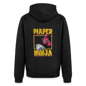 Diaper Ninja - Baby Swaddle - Unisex Premium Organic Zip Hoodie - black - Back - Nico (187cm)