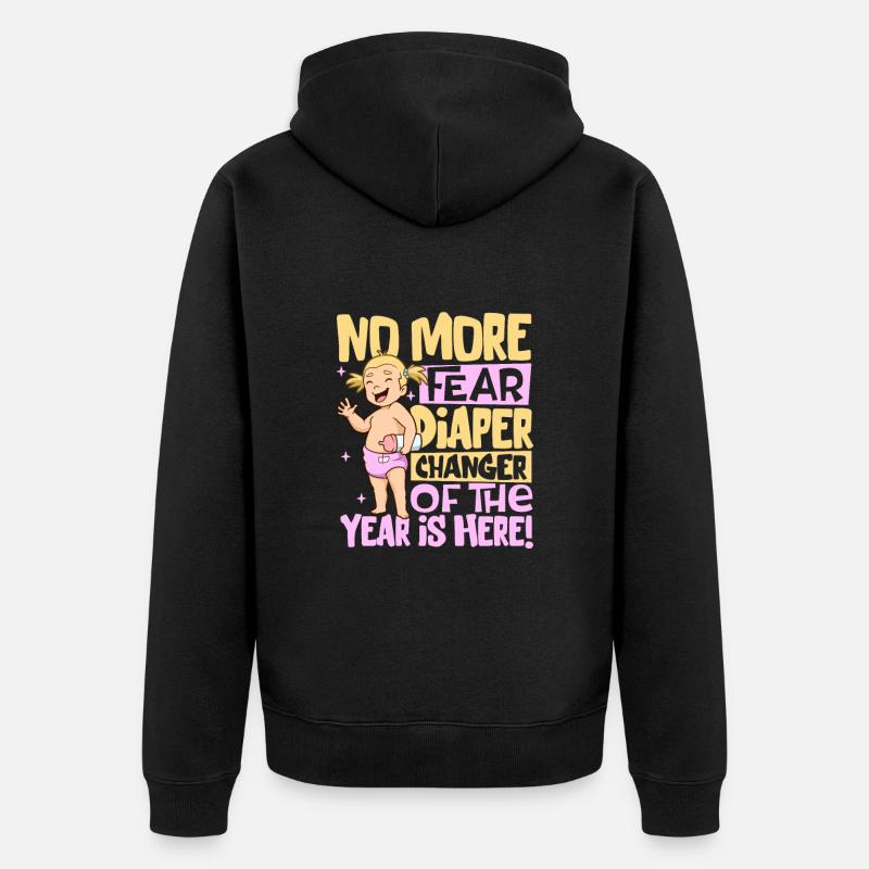 Keine Angst - Windelwechseln - Unisex Premium Bio Zip Hoodie - Schwarz