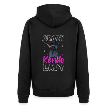 Crazy Kendo Lady - Kendo - Unisex Premium Organic Zip Hoodie - black - Back - Nico (187cm)