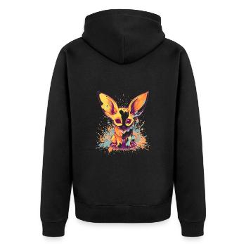 Süßer Anime -Stil Fox Kawaii - Unisex Premium Bio Zip Hoodie - Schwarz - Hinten - Nico (187cm)