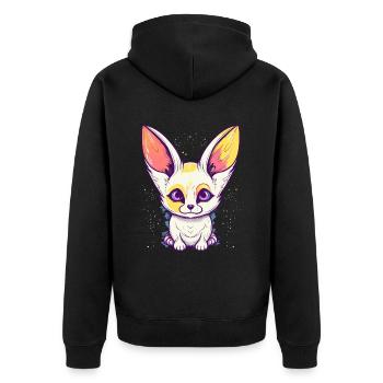 Süßer Anime -Stil Fox Kawaii - Unisex Premium Bio Zip Hoodie - Schwarz - Hinten - Nico (187cm)
