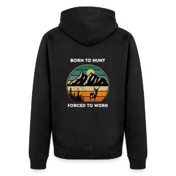 Unique Hunt - Unisex Premium Organic Zip Hoodie - black - Back - Nico (187cm)