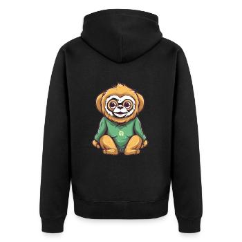 Süßer Anime -Stil Gibbon Kawaii - Unisex Premium Bio Zip Hoodie - Schwarz - Hinten - Nico (187cm)