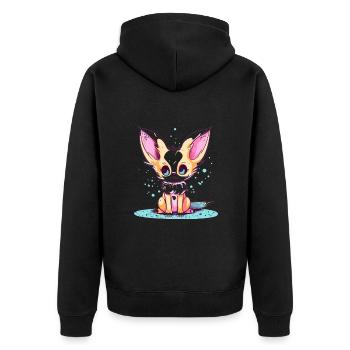 Süßer Anime -Stil Fox Kawaii - Unisex Premium Bio Zip Hoodie - Schwarz - Hinten - Nico (187cm)