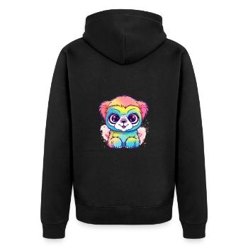 Süßer Anime -Stil Gibbon Kawaii - Unisex Premium Bio Zip Hoodie - Schwarz - Hinten - Nico (187cm)