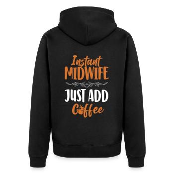 Nurse Midwife Birth Worker Coffee - Unisex Premium Bio Zip Hoodie - Schwarz - Hinten - Nico (187cm)