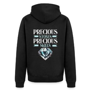 Lapidarium Künstler Edelstein Sammeln Stein - Unisex Premium Bio Zip Hoodie - Schwarz - Hinten - Nico (187cm)