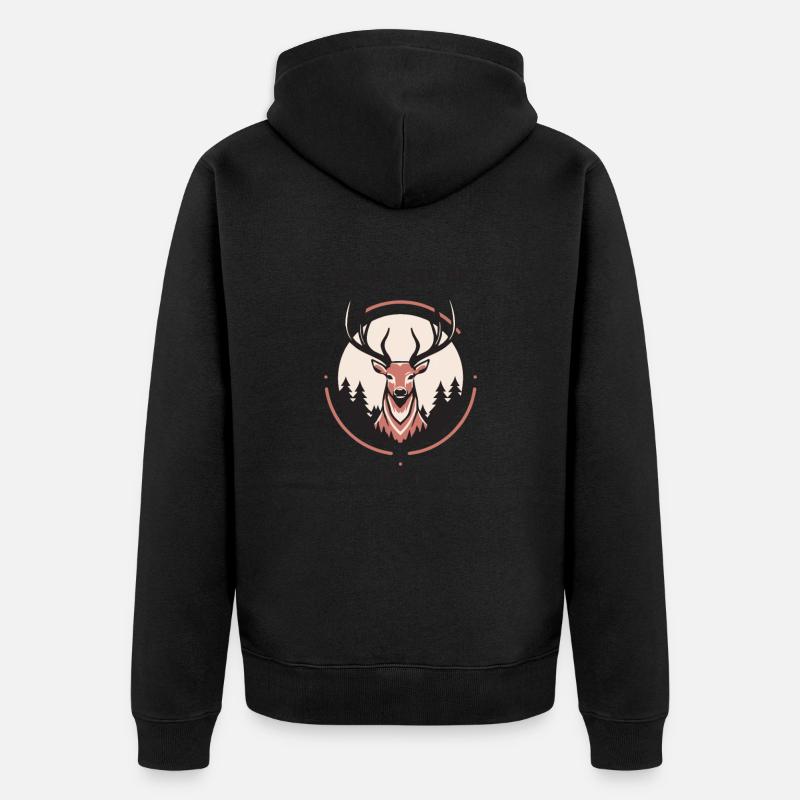 Hirschjäger Einzigartige Jagd - Unisex Premium Bio Zip Hoodie - Schwarz
