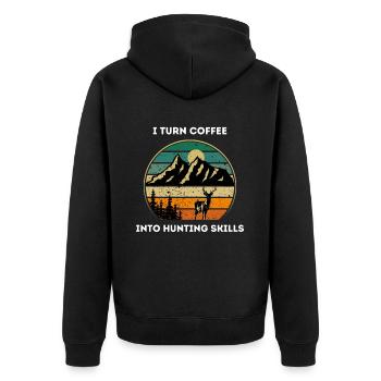 Unique Hunt - Unisex Premium Organic Zip Hoodie - black - Back - Nico (187cm)