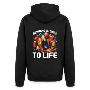 Lapidary Artist Gemstone Stone Collecting Stone - Unisex Premium Organic Zip Hoodie - black - Back - Nico (187cm)