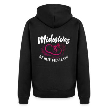 Nurse Midwife Birth Worker Pun - Unisex Premium Organic Zip Hoodie - black - Back - Nico (187cm)