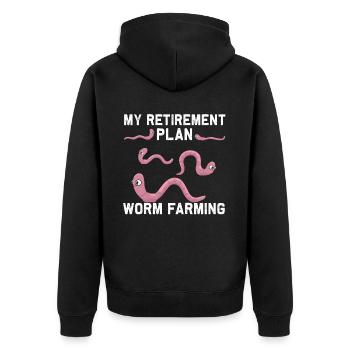 Worm Farming Worm Worm Farmer Pension Plan - Unisex Premium Organic Zip Hoodie - black - Back - Nico (187cm)