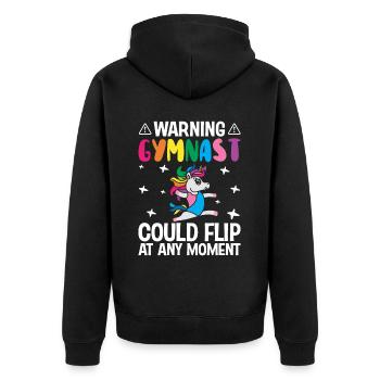 Gymnastik Cartwheel Girl - Unisex Premium Bio Zip Hoodie - Schwarz - Hinten - Nico (187cm)