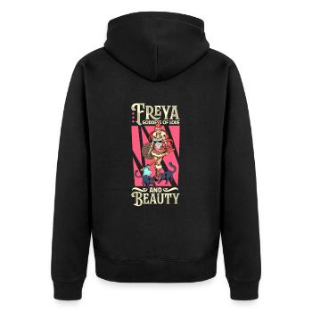 Wikinger Liebesgöttin Freya - Unisex Premium Bio Zip Hoodie - Schwarz - Hinten - Nico (187cm)