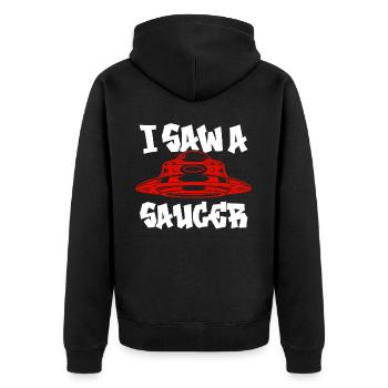 Alien, UFO, UAP, Space, Space Flying Object - Unisex Premium Organic Zip Hoodie - black - Back - Nico (187cm)