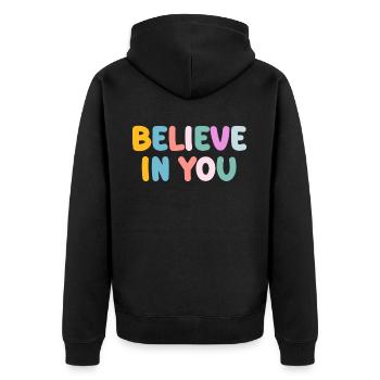 Soyez vous-même ! Confiance en soi, pensée positive, motivation - Veste à capuche bio Premium Unisexe - noir - Dos - Nico (187cm)