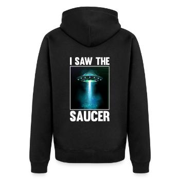 Alien, UFO, UAP, Space, Space Flying Object - Unisex Premium Organic Zip Hoodie - black - Back - Nico (187cm)