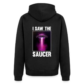 Alien, UFO, UAP, Space, Space Flying Object - Unisex Premium Organic Zip Hoodie - black - Back - Nico (187cm)
