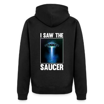 Alien, UFO, UAP, Space, Space Flying Object - Unisex Premium Organic Zip Hoodie - black - Back - Nico (187cm)