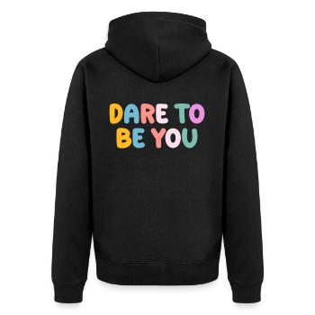 Be you! Self-confidence, positive thinking, motivation - Unisex Premium Organic Zip Hoodie - black - Back - Nico (187cm)
