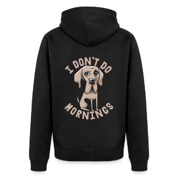 Dogue allemand Drôle Je ne fais pas de matins - Veste à capuche bio Premium Unisexe - noir - Dos - Nico (187cm)